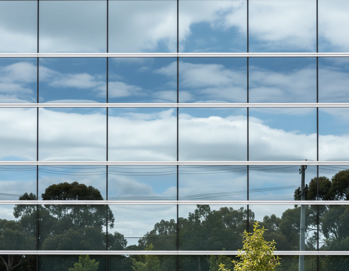 A modern glass office facade