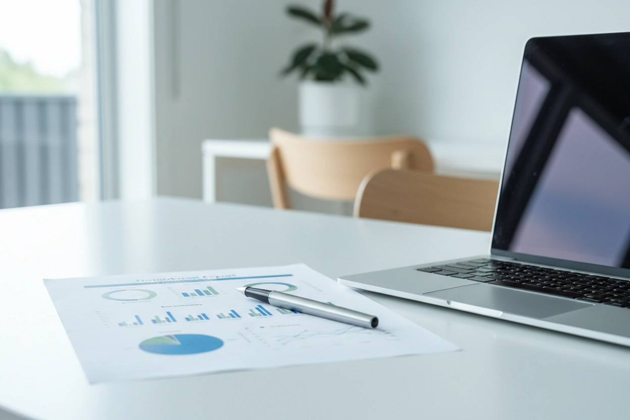 A printed dashboard report on a desk
